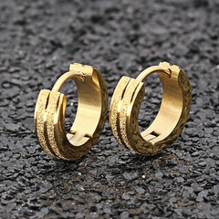 Pendientes circulares de acero inoxidable para mujer, chapados en oro (CMP ART10029)