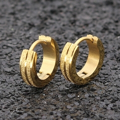 Pendientes circulares de acero inoxidable para mujer, chapados en oro (CMP ART10029)