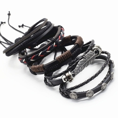 Pulsera de cuero Punk para hombre y mujer, pulsera de 5 unidades/juego, informal (CMP BRZ1001) - CMP Shopping Global