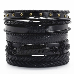 Pulsera de cuero Punk para hombre y mujer, pulsera de 5 unidades/juego, informal (CMP BRZ1001) - comprar en línea