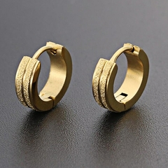 Pendientes circulares de acero inoxidable para mujer, chapados en oro (CMP ART10029)