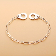 Pulsera de plata de ley 100% auténtica para mujer, brazalete de cadena (CMP PLS10034)