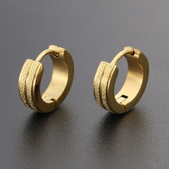 Imagen de Pendientes circulares de acero inoxidable para mujer, chapados en oro (CMP ART10029)