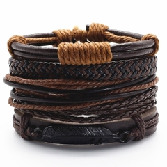 Imagen de Pulsera de cuero Punk para hombre y mujer, pulsera de 5 unidades/juego, informal (CMP BRZ1001)