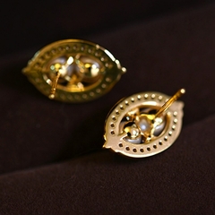 Pendientes Vintage chapados en oro de 14K para mujer (CMP ART10043)