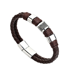 Pulsera de cuero genuino Vintage para hombres, pulsera tejida hecha a mano (CMP BRZ1004) - CMP Shopping Global