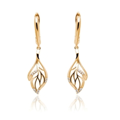 Pendientes de gota de hojas elegantes para mujer, joyería chapada en oro (CMP ART10035) - CMP Shopping Global