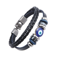 Pulsera de cuero genuino Vintage para hombres, pulsera tejida hecha a mano (CMP BRZ1004)