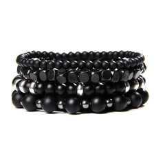 Conjunto de pulseras Vintage para hombre, pulsera multicapa de cuero étnico (CMP BRZ1006) - tienda en línea