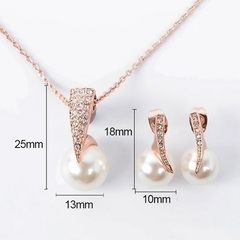 Pendientes de perlas de moda para mujer, conjunto de joyería, collar 3 piezas (CMP ART10090) - comprar en línea