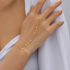 Pulsera de cadena con colgante de corazón Simple para mujer, brazalete chapado en oro (CMP PLS10019) - tienda en línea