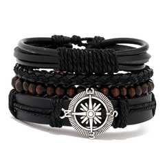 Pulsera españa pulsera hombre Conjunto de pulseras de cuero trenzado para hombre (CMP BRZ1005) en internet