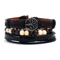 Pulsera españa pulsera hombre Conjunto de pulseras de cuero trenzado para hombre (CMP BRZ1005) - comprar en línea