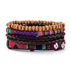 Pulsera españa pulsera hombre Conjunto de pulseras de cuero trenzado para hombre (CMP BRZ1005)