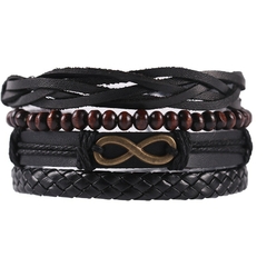 Pulsera españa pulsera hombre Conjunto de pulseras de cuero trenzado para hombre (CMP BRZ1005) - tienda en línea