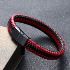 Pulsera de cuero genuino Vintage para hombres, pulsera tejida hecha a mano (CMP BRZ1004) - comprar en línea