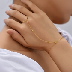 Pulsera de cadena con colgante de corazón Simple para mujer, brazalete chapado en oro (CMP PLS10019) en internet