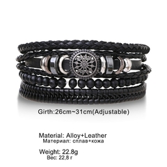 Pulsera españa pulsera hombre Conjunto de pulseras de cuero trenzado para hombre (CMP BRZ1005) - comprar en línea