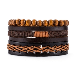 Pulsera españa pulsera hombre Conjunto de pulseras de cuero trenzado para hombre (CMP BRZ1005) - comprar en línea