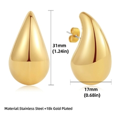 Imagen de Pendientes de gota de agua grandes chapados en oro (CMP ART1004)