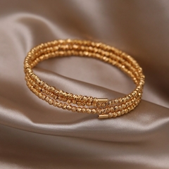 Imagen de Pulsera ajustable con nudo de circón, brazalete de lujo, chapado en oro de 14k (CMP PLS10017)