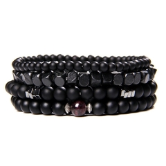 Conjunto de pulseras Vintage para hombre, pulsera multicapa de cuero étnico (CMP BRZ1006)