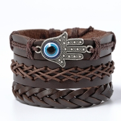 Pulsera españa pulsera hombre Conjunto de pulseras de cuero trenzado para hombre (CMP BRZ1005)