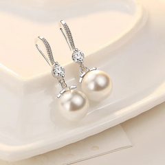 Pendientes de plata de ley 925 para mujer, aretes de perlas de circonita de cristal de lujo, joyería de compromiso, regalo de boda