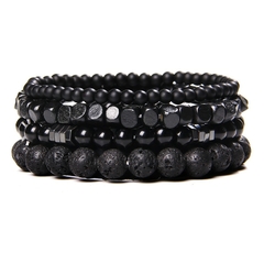 Conjunto de pulseras Vintage para hombre, pulsera multicapa de cuero étnico (CMP BRZ1006) en internet