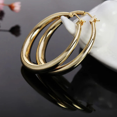 Pendientes chapados en oro de 18K para mujer, aretes de compromiso, aro de boda