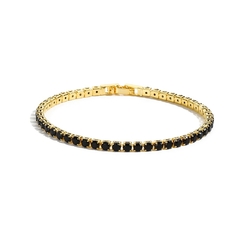 Pulsera de circonita cúbica negra para hombres y mujeres chapada en oro (CMP PLS10014)