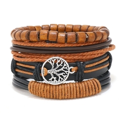 Pulsera españa pulsera hombre Conjunto de pulseras de cuero trenzado para hombre (CMP BRZ1005) - tienda en línea