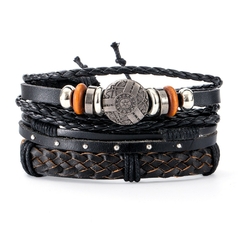 Pulsera españa pulsera hombre Conjunto de pulseras de cuero trenzado para hombre (CMP BRZ1005) - tienda en línea