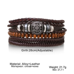 Pulsera españa pulsera hombre Conjunto de pulseras de cuero trenzado para hombre (CMP BRZ1005) - tienda en línea