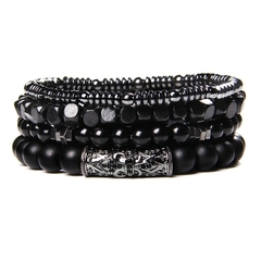 Conjunto de pulseras Vintage para hombre, pulsera multicapa de cuero étnico (CMP BRZ1006) - comprar en línea