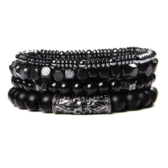 Conjunto de pulseras Vintage para hombre, pulsera multicapa de cuero étnico (CMP BRZ1006) - comprar en línea