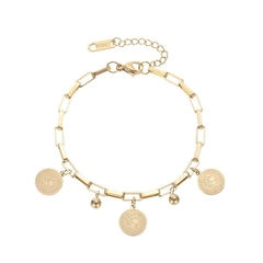 Pulseras de retrato redondas chapadas en de 14K para mujer (CMP PLS10013)