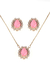 Conjunto Gota Pedra Natural Pink Light Semijoia Ouro 18k - Bela Lure Joias