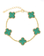 Pulseira Vintage Alhambra 5 Flores Verde Semijoia Ouro 18k