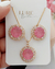 Conjunto Pedra Natural Pink Light e Zircônias Banho Ouro 18k