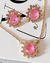 Conjunto Gota Pedra Natural Pink Light Semijoia Ouro 18k