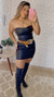 Conjunto Corselet Couro Fake Preto