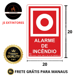 PLACA DE SINALIZAÇÃO ALARME DE INCÊNDIO 20X20