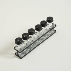 Especieros En Rack De Metal Negro 27,5 x5 x 10,5 CM Set x6 - comprar online