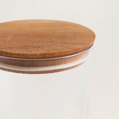 Recipiente Redondo Acrílico Tapa Hermética De Madera 10x14,5cm - comprar online