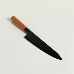 Cuchillo Hoja De Acero Inox Negro Mango De Madera 33cm
