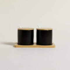 Set De 2 Recipientes TOKIO Black Con Base 19,5x9cm