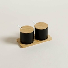 Set De 2 Recipientes TOKIO Black Con Base 19,5x9cm - comprar online