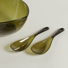 Set Ensaladera Cuadrada Con Cubiertos De Acrílico Olive 3.350ml - comprar online