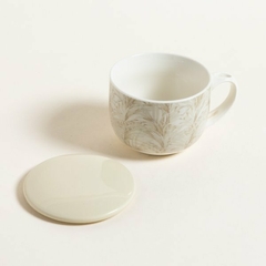 Tazòn De Porcelana Con Tapa + Cucharita 8,5x12cm 520ml - comprar online